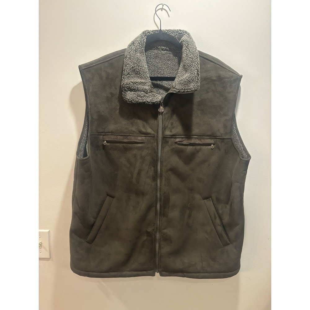 Rainforest Sherpa Lined Fleece Vest Men's XXL Olive‎ Green Full Zip Pockets